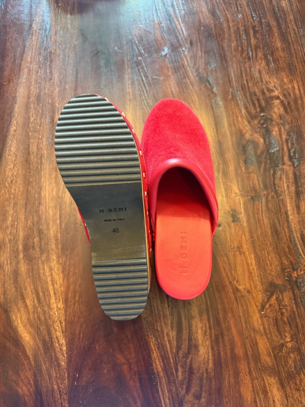 M. Gemi Red Suede Greta Clogs - Picture 5 of 6